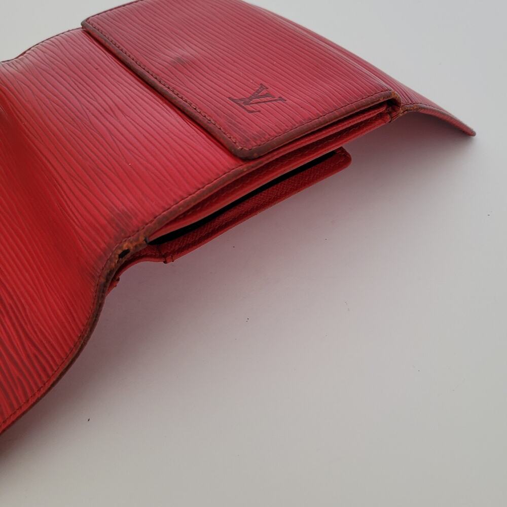 Louis Vuitton Vintage‎ 2002 Epi Leather Wallet Red Medium Trifold Elise Retro - Picture 11 of 16